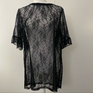 Black Sheer Lace Tee